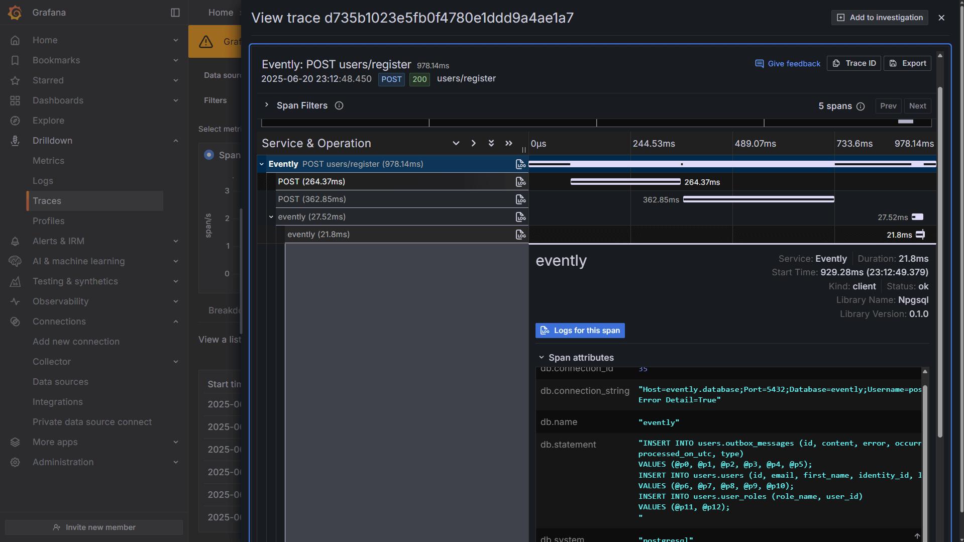 Grafana cloud trace example